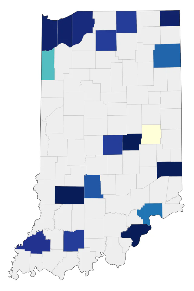 Hudsonian Whimbrel county map