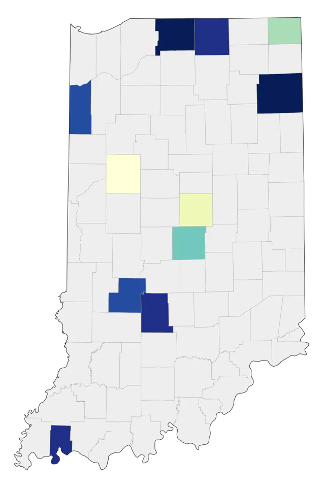Indian Peafowl county map