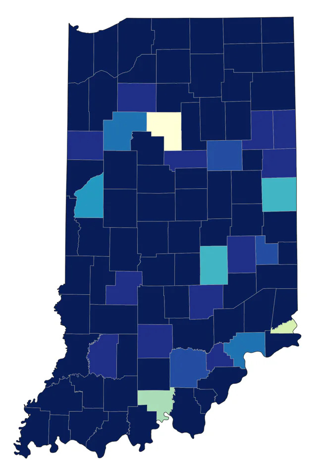 Lesser Scaup county map