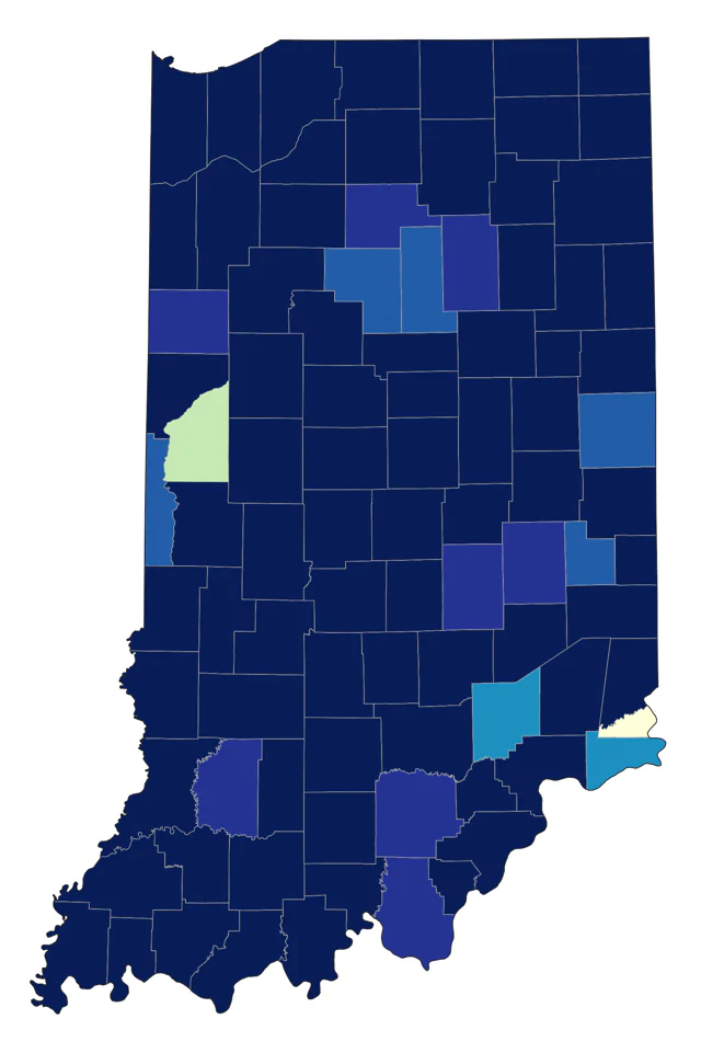 Lesser Yellowlegs county map
