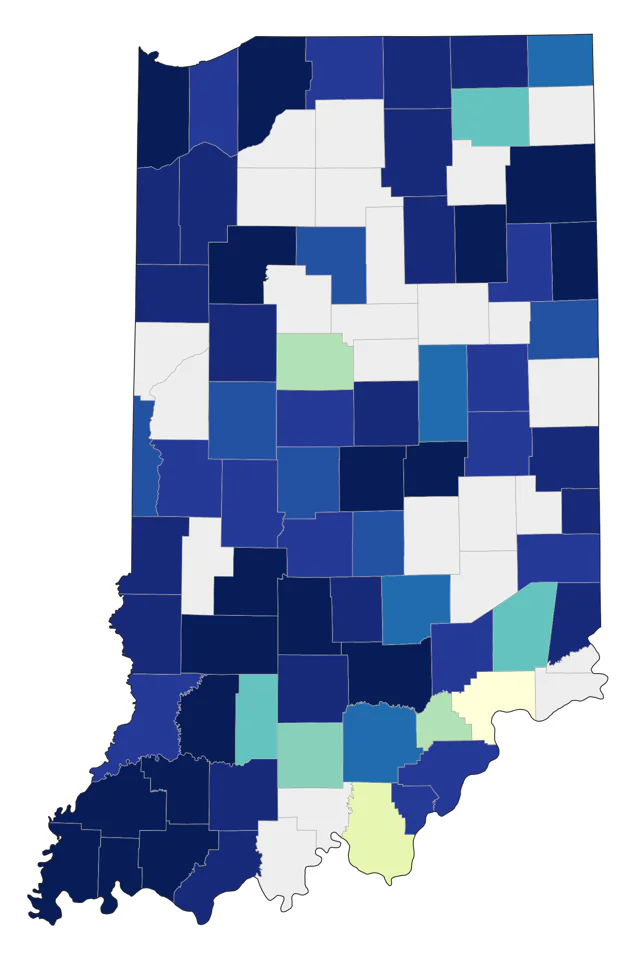 Little Blue Heron county map