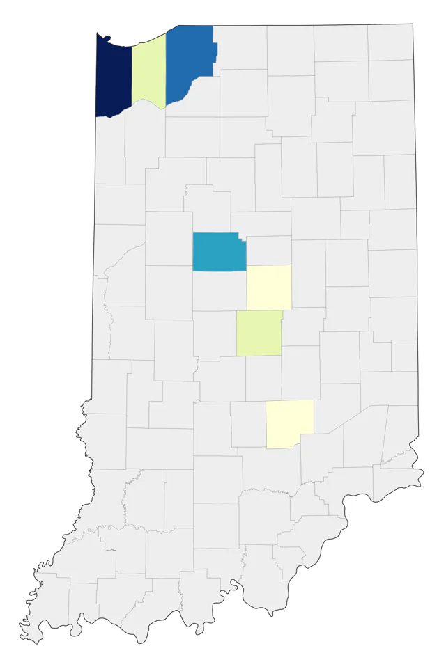 Monk Parakeet county map