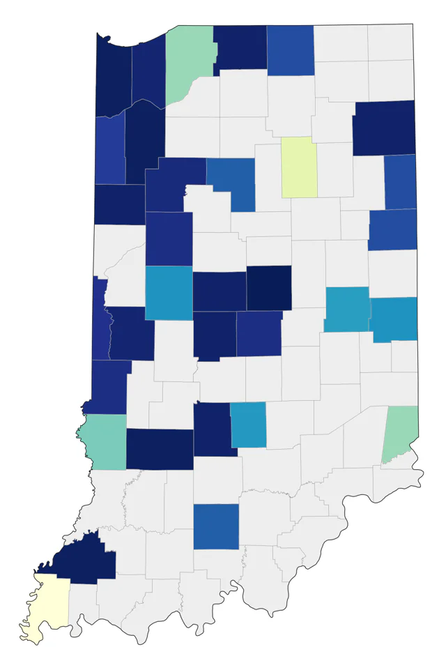 Nelson's Sparrow county map