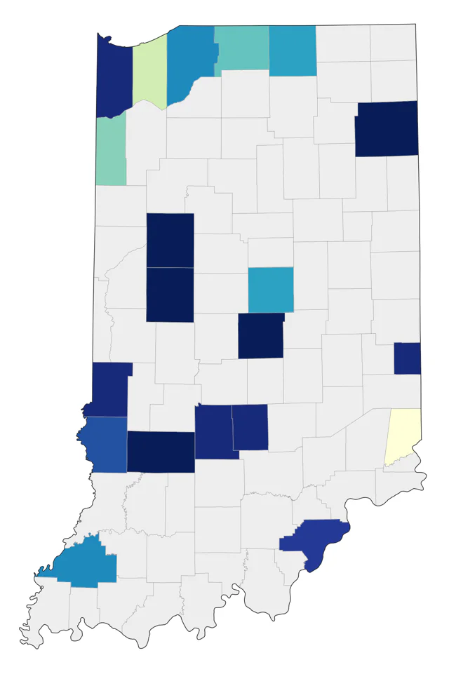 Neotropic Cormorant county map