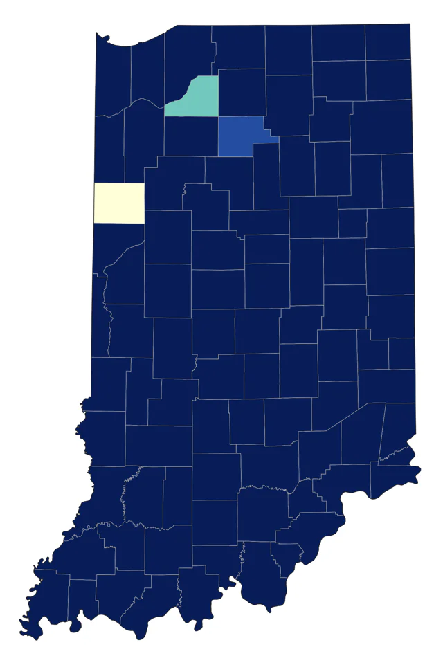 Northern Parula county map