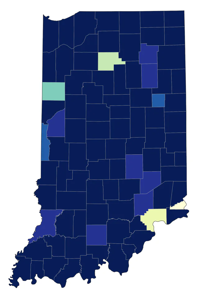 Northern Waterthrush county map