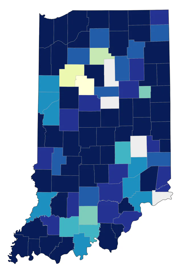 Orange-crowned Warbler county map