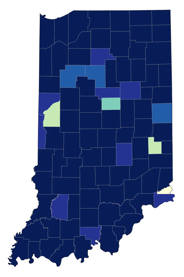 Pied-billed Grebe county map