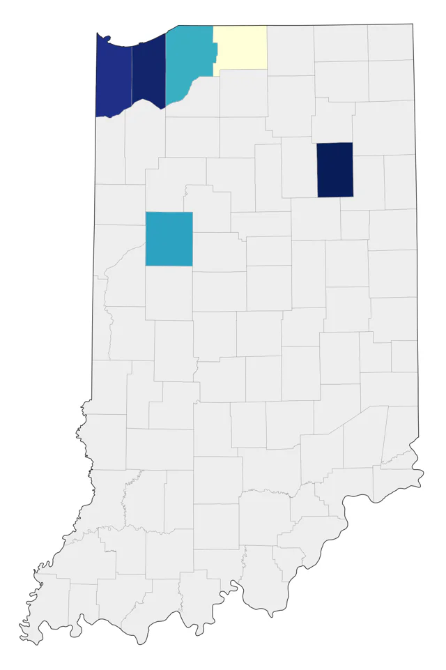 Pine Grosbeak county map