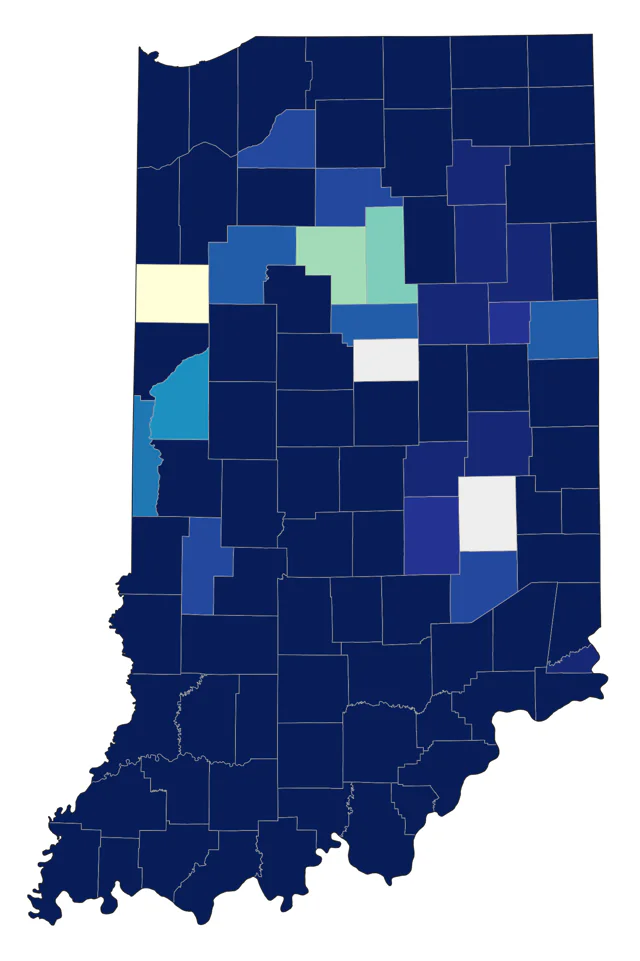 Pine Warbler county map