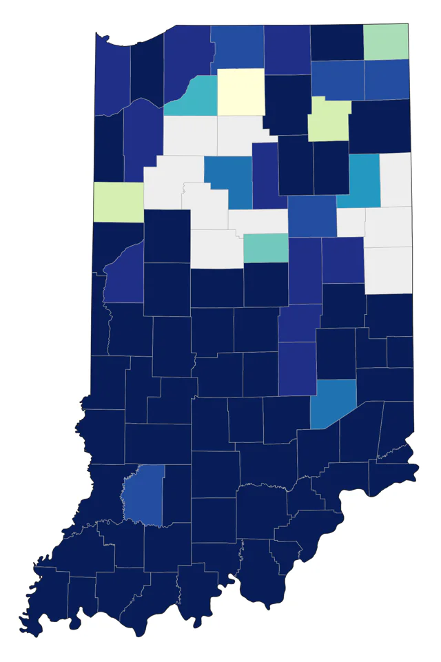 Prairie Warbler county map