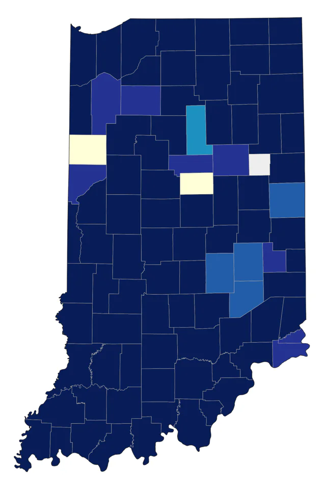 Prothonotary Warbler county map