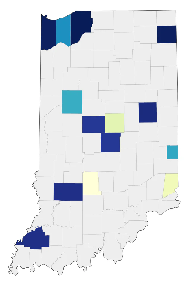 Red Knot county map