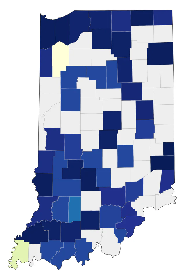 Red-necked Grebe county map