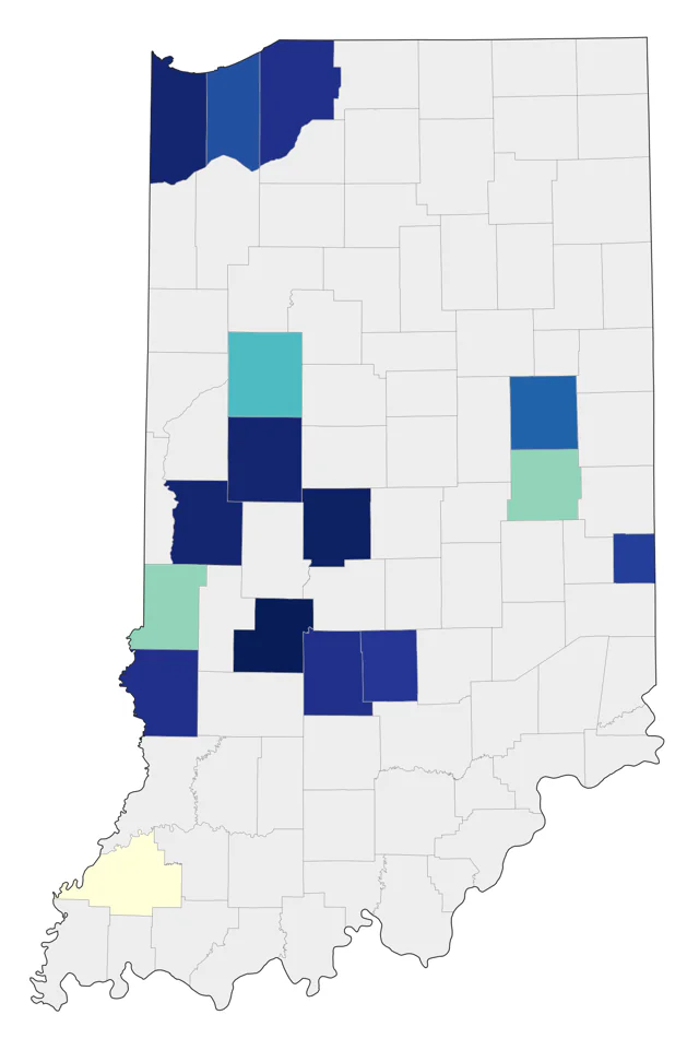 Red Phalarope county map