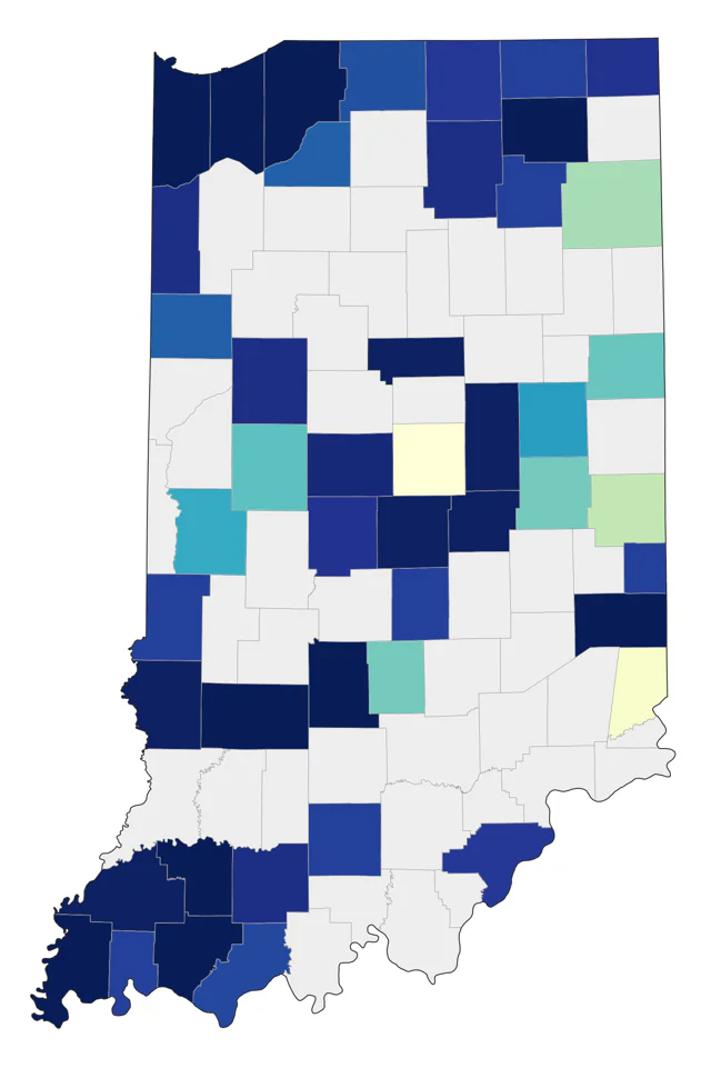 Ruddy Turnstone county map