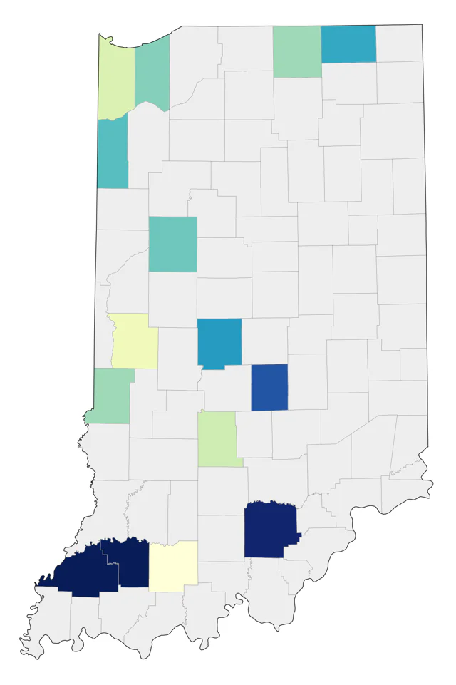 Scissor-tailed Flycatcher county map