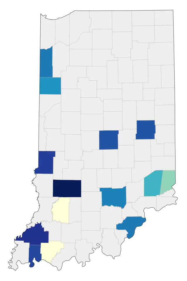 White Ibis county map