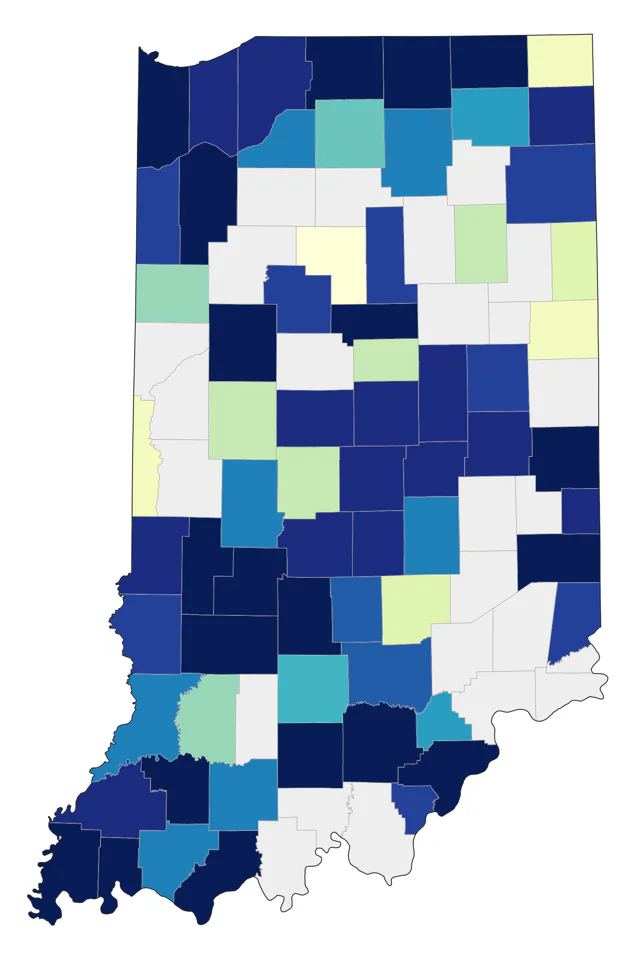 White-rumped Sandpiper county map