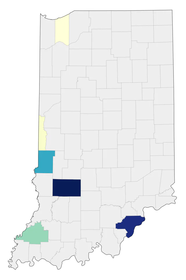 Wood Stork county map