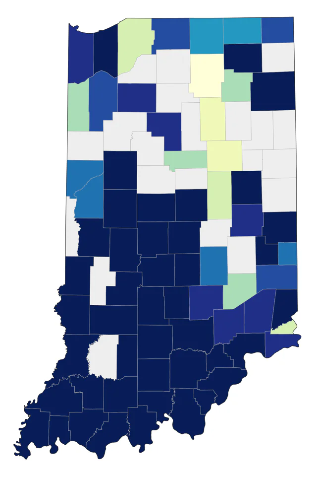 Worm-eating Warbler county map