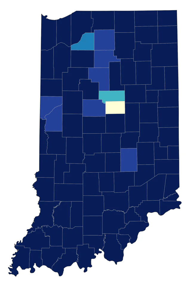 Yellow-billed Cuckoo county map