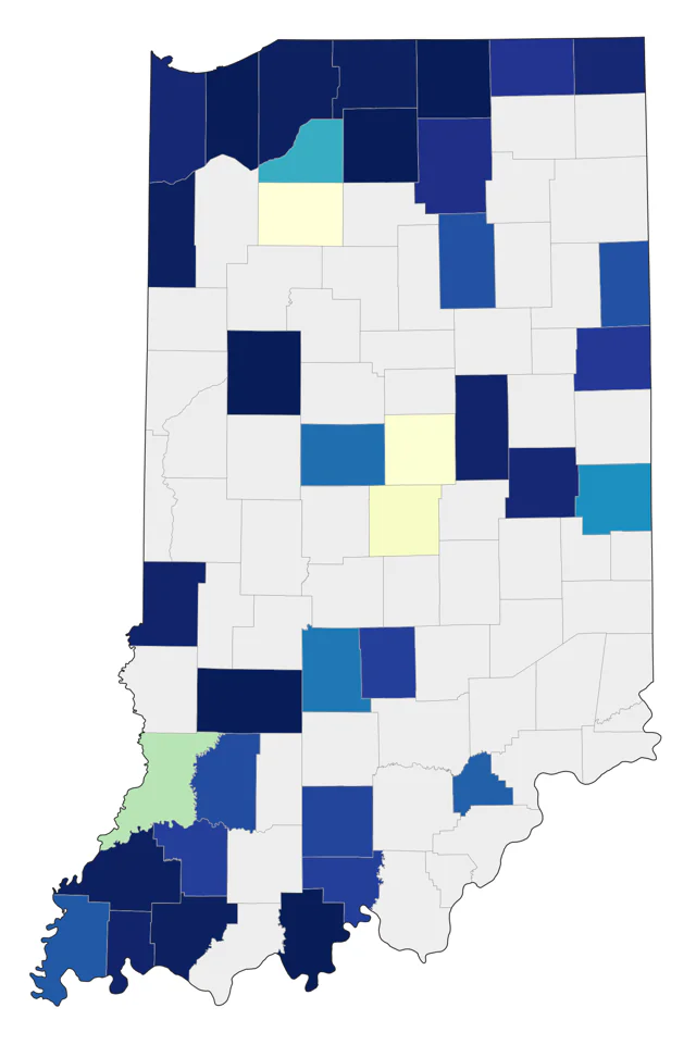 Yellow-headed Blackbird county map