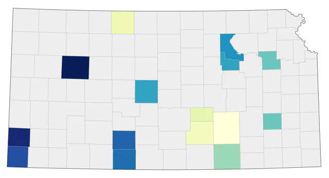 Baird's Sparrow county map
