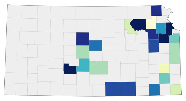 Nelson's Sparrow county map