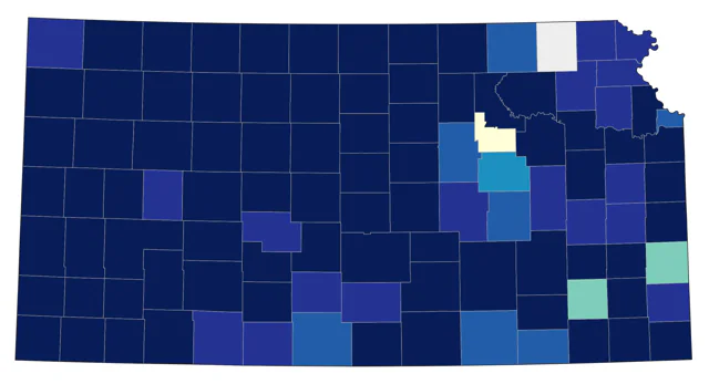 Wilson's Phalarope county map