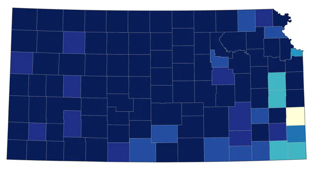 Yellow-headed Blackbird county map