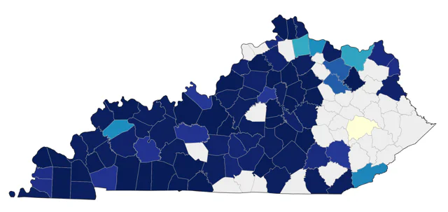 American Pipit county map