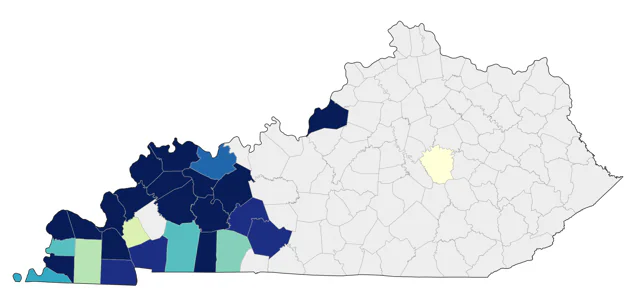 Bell's Vireo county map