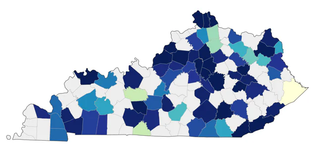Black-throated Blue Warbler county map