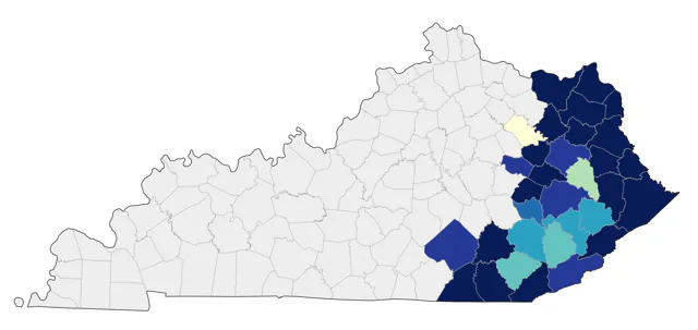 Common Raven county map