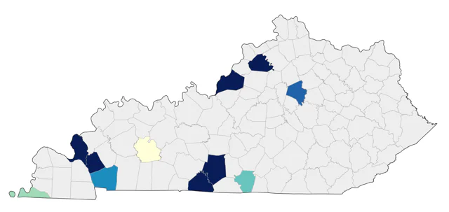 Neotropic Cormorant county map