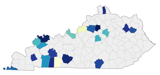 Yellow-headed Blackbird county map