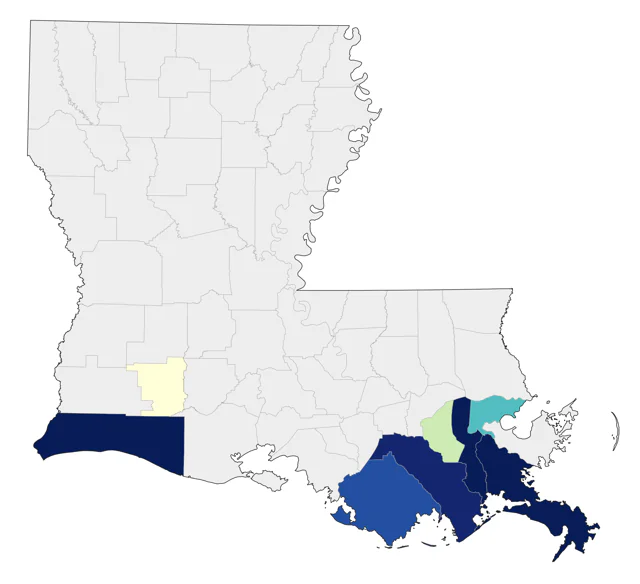 Gray Kingbird county map