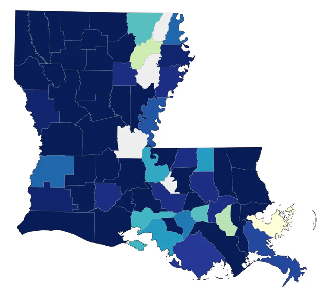 Louisiana Waterthrush county map
