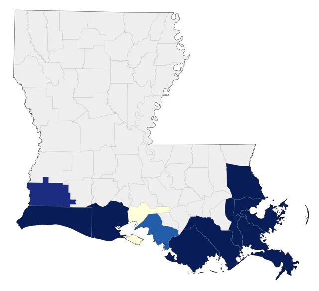 Seaside Sparrow county map