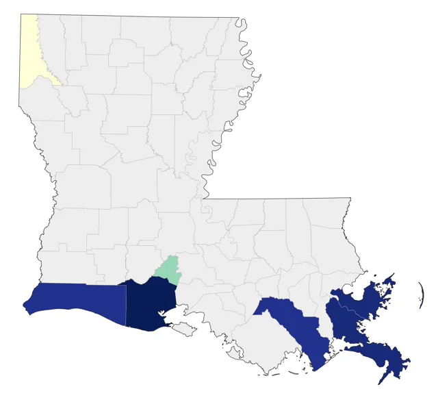 Tropical Parula county map