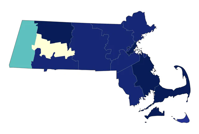 Yellow-throated Warbler county map