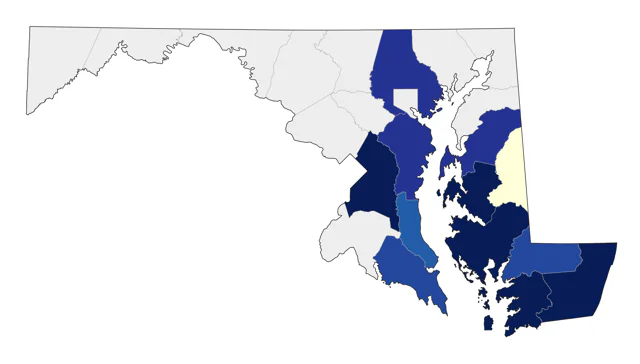 American Oystercatcher county map