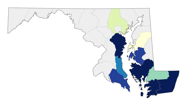 Saltmarsh Sparrow county map