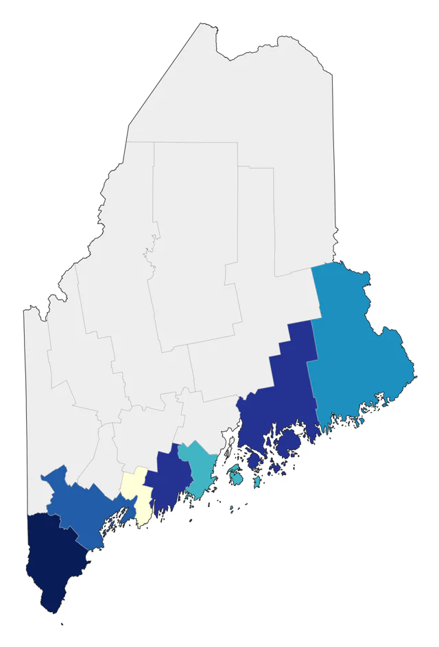 Prothonotary Warbler county map