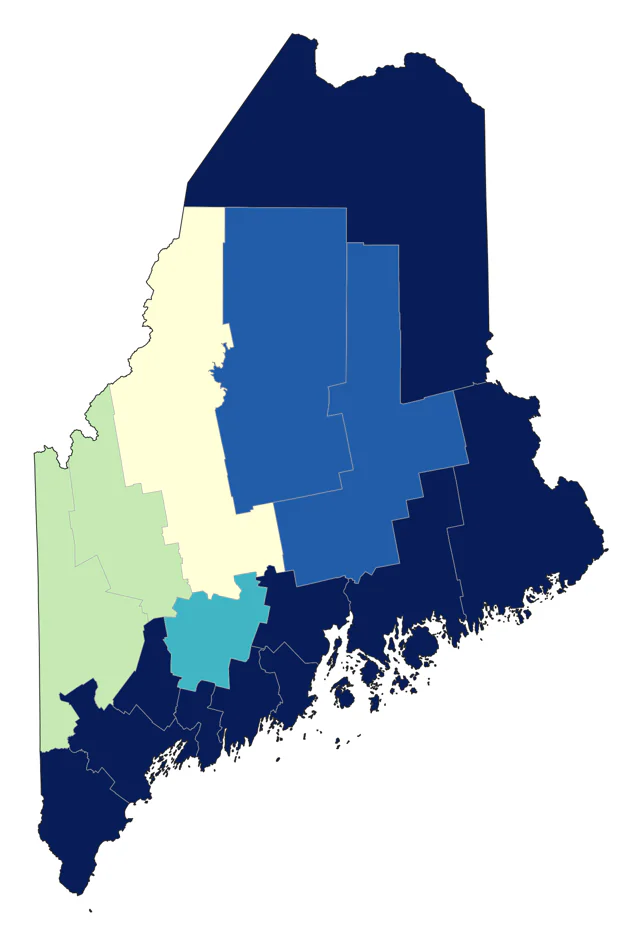 Red-necked Grebe county map