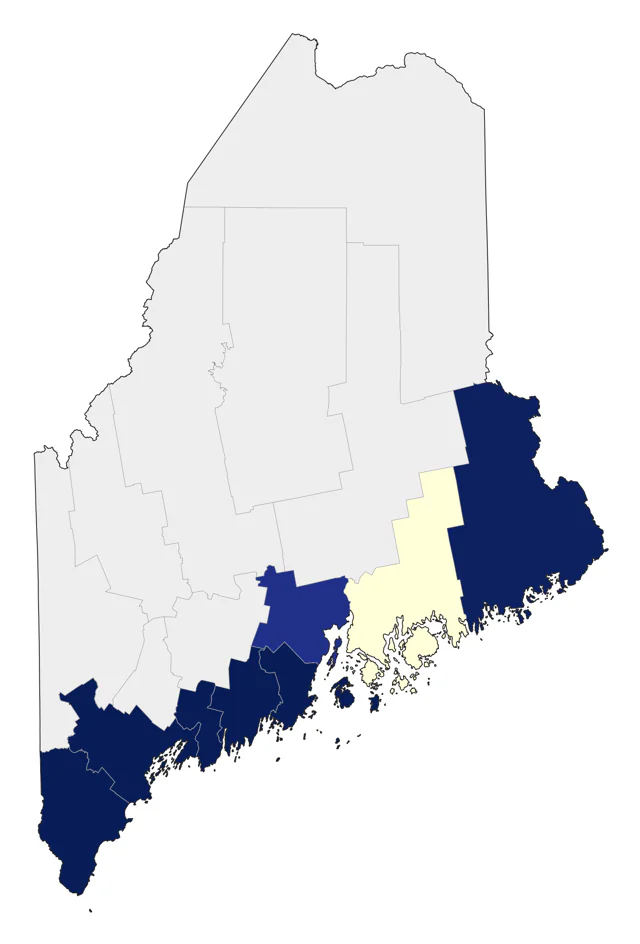 Saltmarsh Sparrow county map