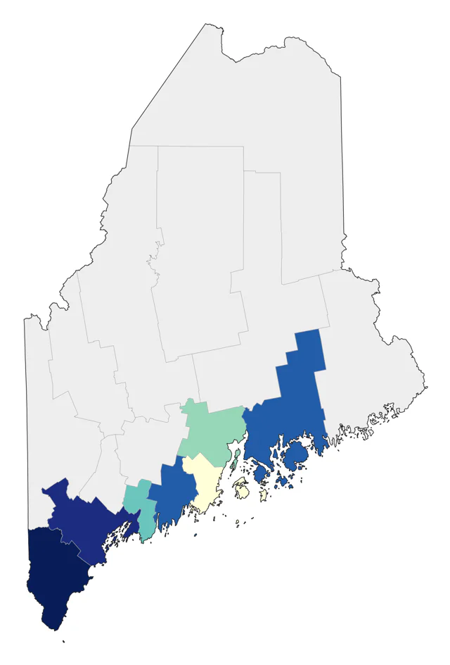 Worm-eating Warbler county map