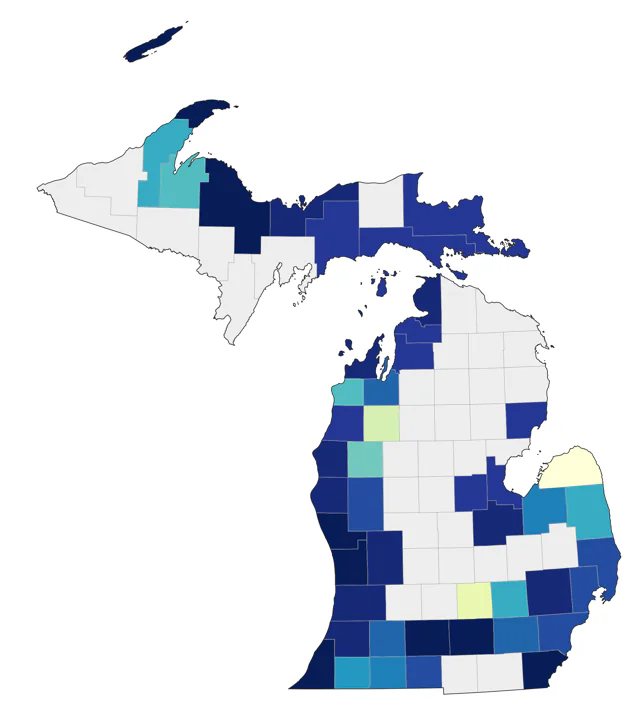 American Avocet county map