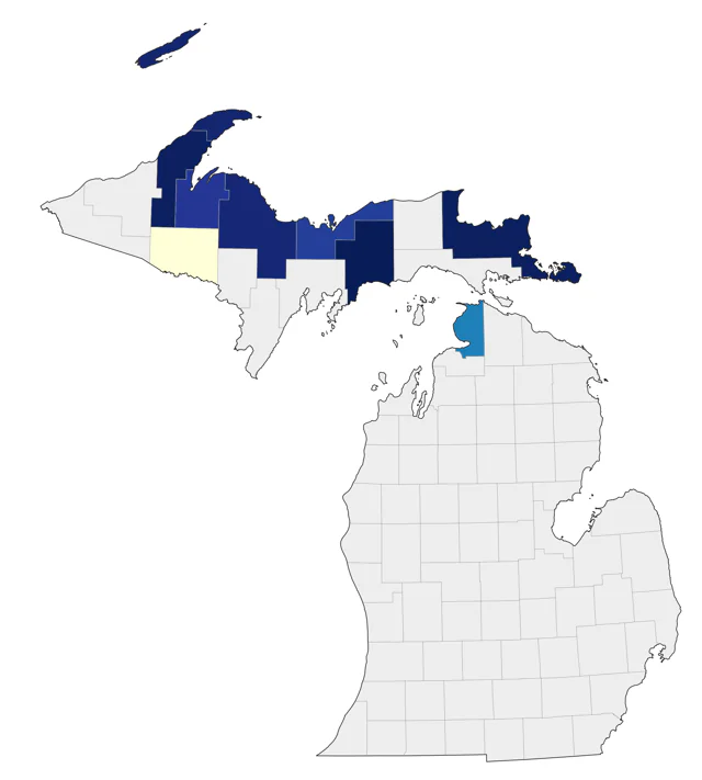 American Three-toed Woodpecker county map
